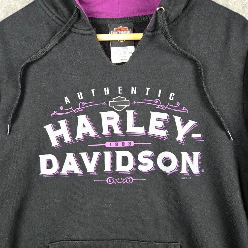 Harley-Davidson Hoodie Womens Medium Black Purple Panama City Beach Biker Y2K - Picture 2 of 10